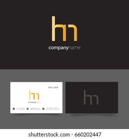 H N joint logo letter design with business card template