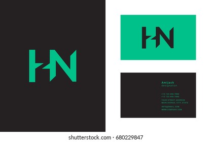 H N joint logo letter design with business card template