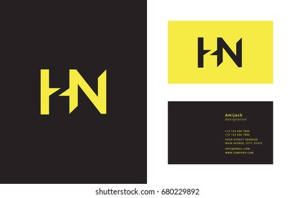 H N joint logo letter design with business card template