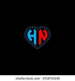 H N letter logo vector design on black color background. HN monogram