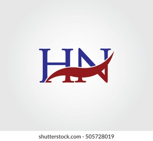 H and N Swoosh Initial Logo Vector