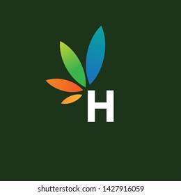 H nature logo design, leaf colorful design
