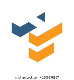 H in Negative Space above and F Letter Below