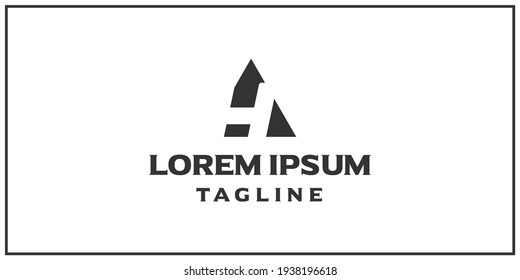 Diseño del logotipo del triángulo de un espacio negativo H