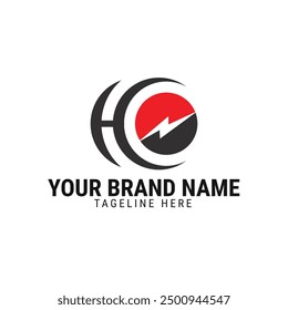 H O Electronics Wordmark Logo Design For Brand-identities Vector Logo Bolt Icon 