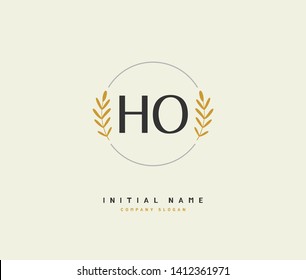 H O HO Beauty vector initial logo, handwriting logo of initial wedding, fashion, jewerly, heraldic, boutique, floral and botanical with creative template for any company or business.