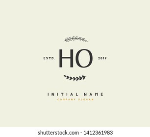 H O HO Beauty vector initial logo, handwriting logo of initial wedding, fashion, jewerly, heraldic, boutique, floral and botanical with creative template for any company or business.