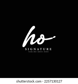 H, O, HO Initial letter handwriting and signature vector logo