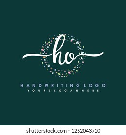 H O Initial handwriting logo vector