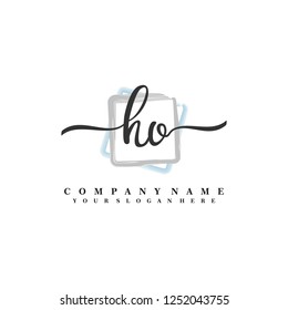 H O Initial handwriting logo vector