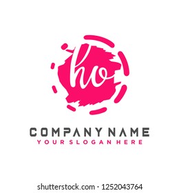 H O Initial handwriting logo vector