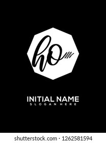 H O Initial Handwriting Logo Template Vector
