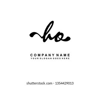 H O Initial Handwriting Logo Template