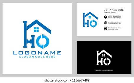 H O initial logo template vector