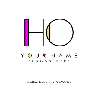 H & O initial minimalist logo template vector