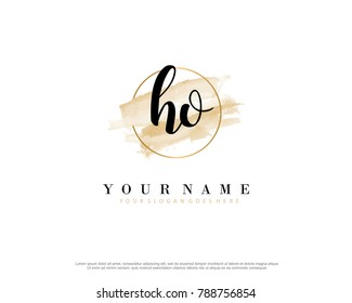 H O Initial water color logo template vector