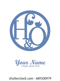 H O initial wedding decorative logo template