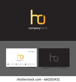 H O joint logo letter design with business card template