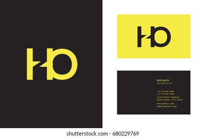 H O joint logo letter design with business card template