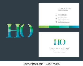 H & O joint logo multi color letter design with business card template