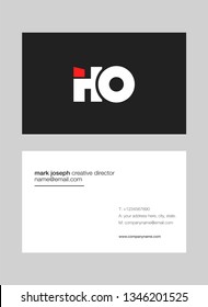 H O letters Joint logo icon with business card vector template.