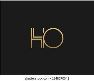 H O Unique Minimal Style golden and black color initial based logo