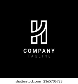 h one monoline minimalist logo design