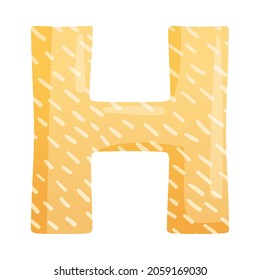 H orange glossy letter. Cute childish alphabet for card, poster, nursery design cartoon vector illustration
