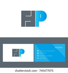 H P bold letter design vector with business card template