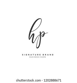 H P HP Initial letter handwriting and  signature logo concept design