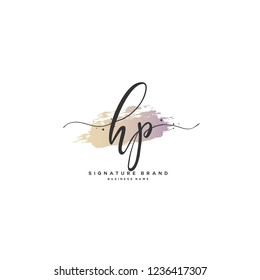 H P HP Initial letter handwriting and  signature logo.