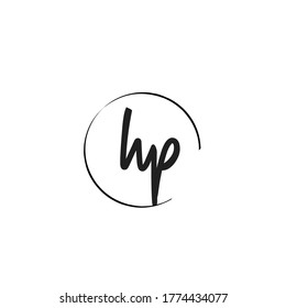 h p hp letra inicial manuscrita y logotipo de firma