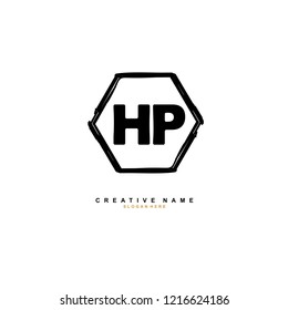 H P HP Initial logo template vector