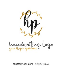 H P Initial handwriting logo vector