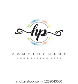 H P Initial handwriting logo vector