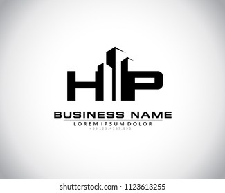 H P Initial logo concept with building template vector.