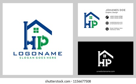 H P initial logo template vector