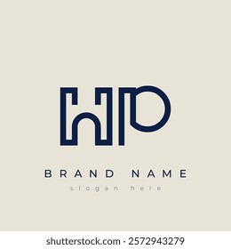 H and P logo design. HP abstract Letters Logo Monogram. This logo design is the process of creating a visual symbol that represents a brand, company, or individual.