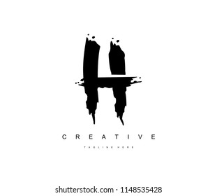 H Paint Stroke Grunge Letter Logotype