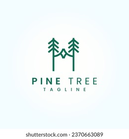 H Pine Tree Logo Design Vector Template 