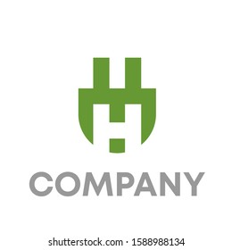 h plug in logo icon design template sign