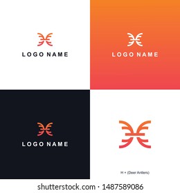 H plus antler logo design concept simple and elegant