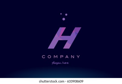 h polygon polygonal letter alphabet text pink purple dots creative company logo vector icon design template