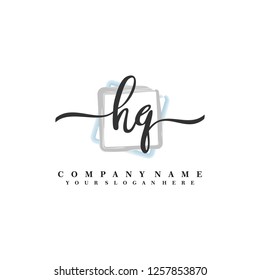 H Q Initial handwriting logo vector