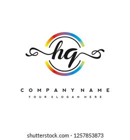 H Q Initial handwriting logo vector