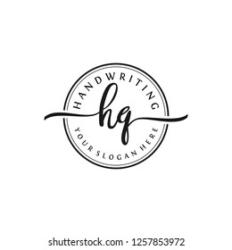 H Q Initial handwriting logo vector