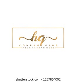 H Q Initial handwriting logo vector