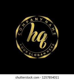 H Q Initial handwriting logo vector