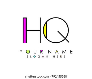 H & Q initial minimalist logo template vector