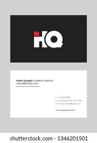 H Q letters Joint logo icon with business card vector template.